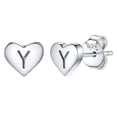 thumbnail image 1 of Pendientes de corazón inicial Silvora tachuelas de plata esterlina hipoalergénicas para mujer letra Y regalo de joyería, 1 of 8
