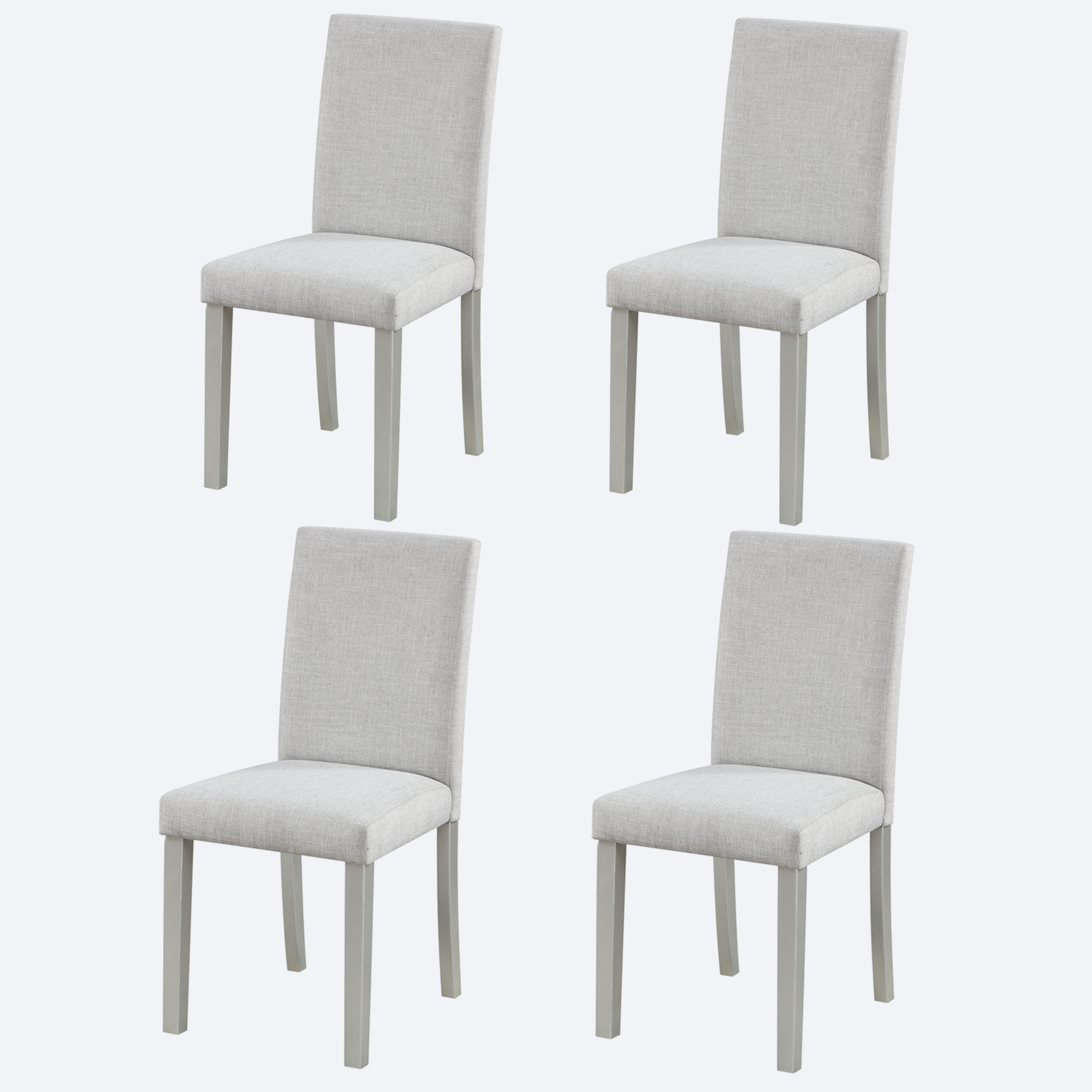 Noble House Dining Chairs Set of 4, Upholstered Kitchen Side Chairs with Padded Seat, Solid Wood Legs, Gray