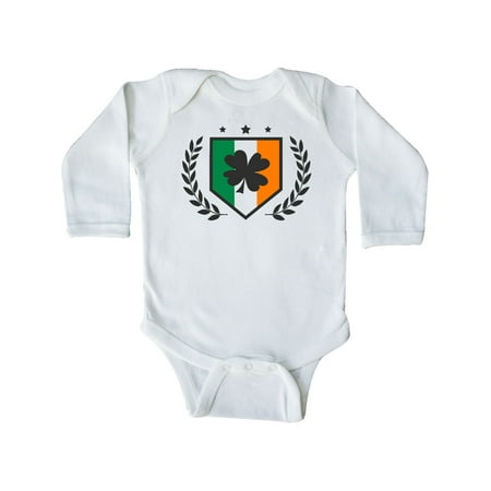 

Inktastic St Patricks Day Irish Flag Shield and Shamrock Gift Baby Boy or Baby Girl Long Sleeve Bodysuit