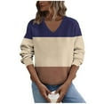 thumbnail image 2 of Yievot V-Neck Sweatshirts for Women Color Block Long Sleeve Loose Fall Tops Casual Pullover Sweatshirt, 2 of 5
