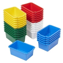 ECR4Kids Scoop Front Plastic Storage Bins, Multipurpose Organization, Assorted, 30-Piece