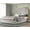 Light Grey, variant on Merluxy Queen Size Bed Frame and 61" Headboard, Upholstered Bed with Golden Plating Trim, Modern Platform Bed No Box Spring Needed, Cream