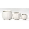 thumbnail image 1 of Set Of 3 White Matte Striped Planters, 1 of 1