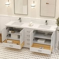 thumbnail image 5 of Ayna Decors Maya 72 in White Double Sink Bathroom Vanity Set with White Quartz Countertop | 4 Soft Closing Doors | 6 Full Extention Soft Close Drawer | Brushed Nickel Hardware | AVM72WH3002, 5 of 10