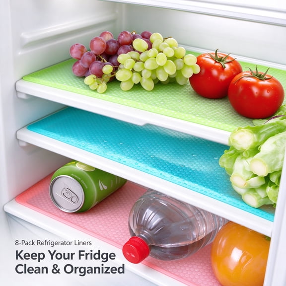 Asoricing Refrigerator Mats 8 Pack Shelf Liner Non-Slip Waterproof Cabinet Protector for Drawers