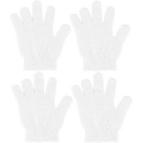 4 Pcs Shower Gloves, Exfoliating Gloves, Exfoliating Mitt, Exfoliating Body Scrub, Loofah Bath Gloves for Men, Women (White 4Pcs)