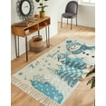 thumbnail image 3 of Blue Snowman Christmas Area Rug 3x5 Living Rug with Tassel Woven Cotton Entryway Rugs Washable Bedroom Rugs Aesthetic Nursery Carpet Xmas Tree Snowflake Winter Rustic Elk Floor Mat for Laundry Room, 3 of 5