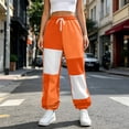 thumbnail image 5 of AherBiu Sweatpants for Women Color Blocked Drawstring Elastic High Waisted Casual Loose Cinch Bottom Joggers Pants with Pockets(Medium,Orange), 5 of 6