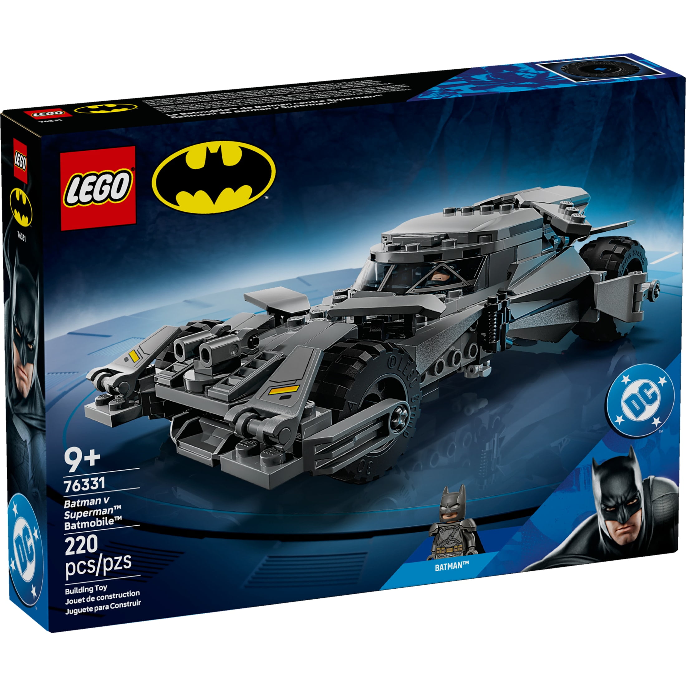 LEGO DC Batman: Batman v Superman Batmobile Building Blocks Set - Super Hero Toy for Kids, Boys & Girls, Ages 9+ - W/Armored Batman Minifigure & Golden Coin - Gift Idea for Birthdays - 76331