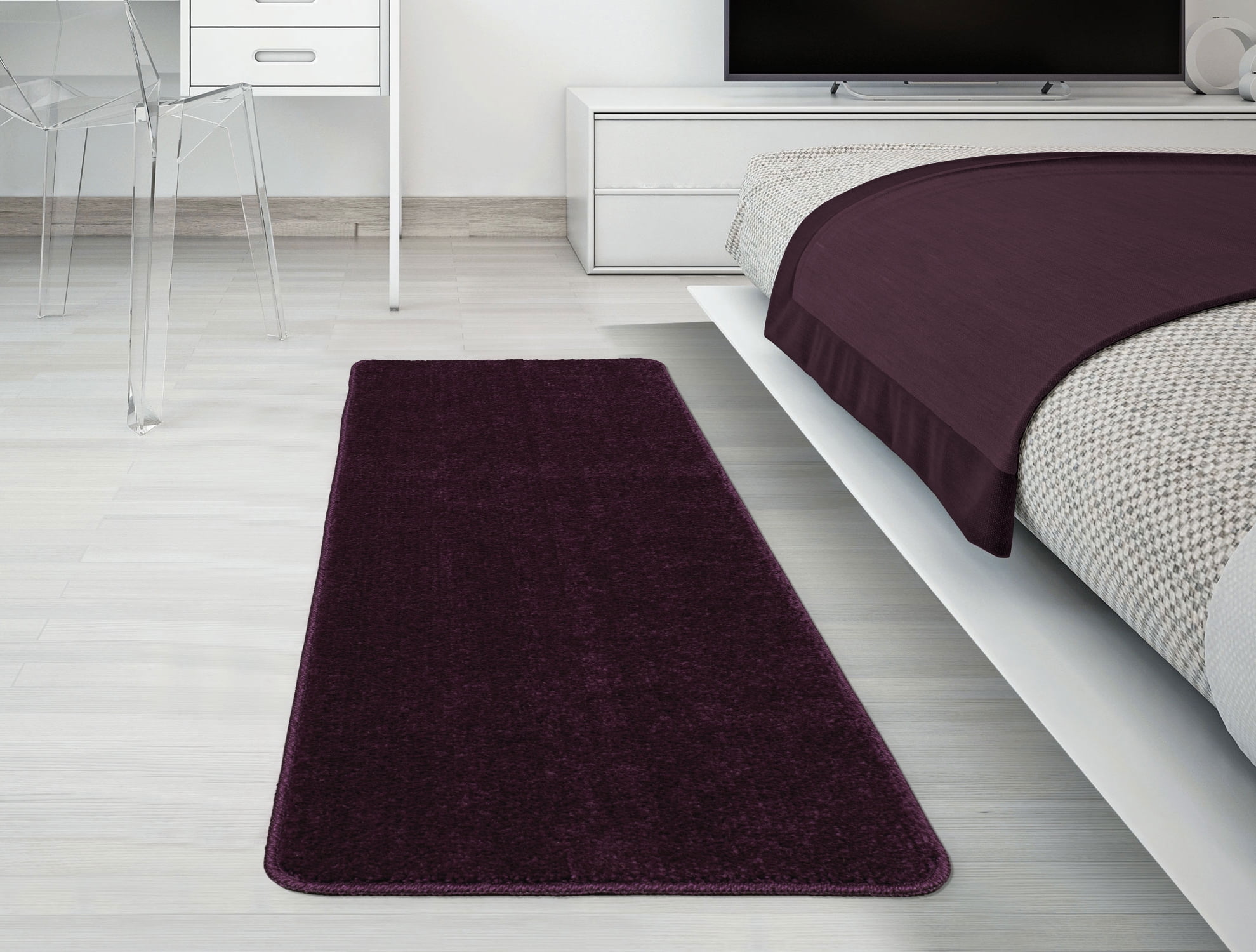 ottomanson softy solid non-slip kitchen bath rug