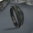 thumbnail image 4 of Tejida Del Brazalete de de Los Hombres de Cuero Sunnimix Pulseras anchas de puño, 4 of 8