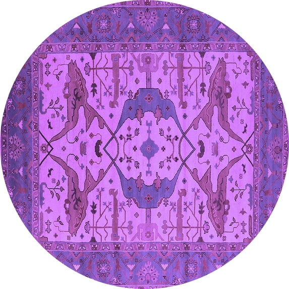 Ahgly Company Indoor Round Oriental Purple Industrial Area Rugs, 4' Round