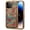 Blue, variant on for iPhone 17Pro Cork Wood Phone Case Luxury Gold Plating+ Flower Floral Printed Back Cover, Hidden Folding ID Credit Card Holder Slot, Kickstand Support