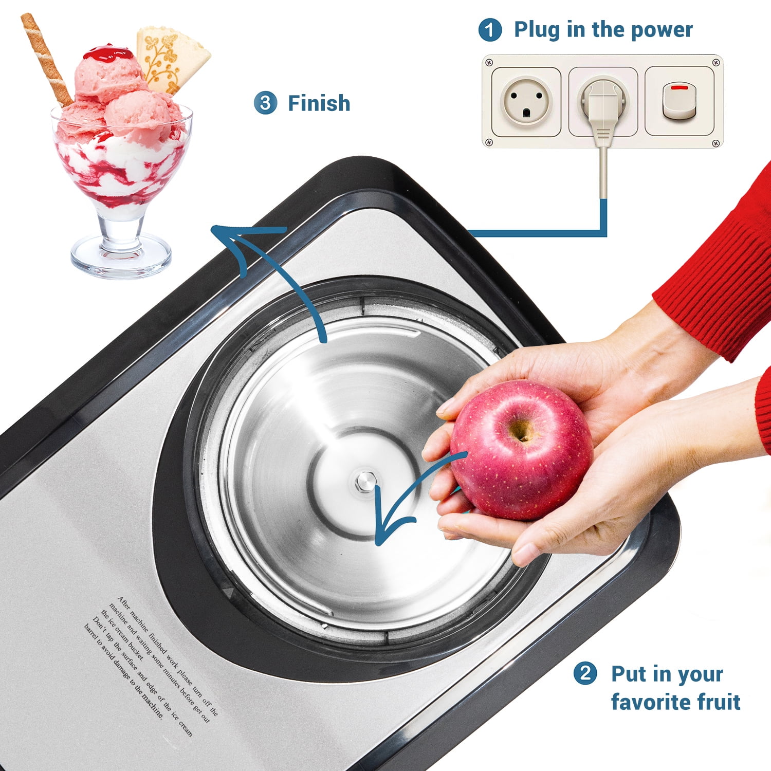 Kepooman Home Countertop Gelato Maker for Party, 1.5-Quart Stainless Steel Ice Cream Maker, No Pre-Freezing, Silver Kepooman Home Countertop Gelato Maker for Party, 1.5-Quart Stainless Steel Ice Cream Maker, No Pre-Freezing, Silver