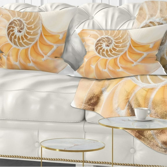 Designart Light Brown Nautilus Shell - Contemporary Throw Pillow - 12x20