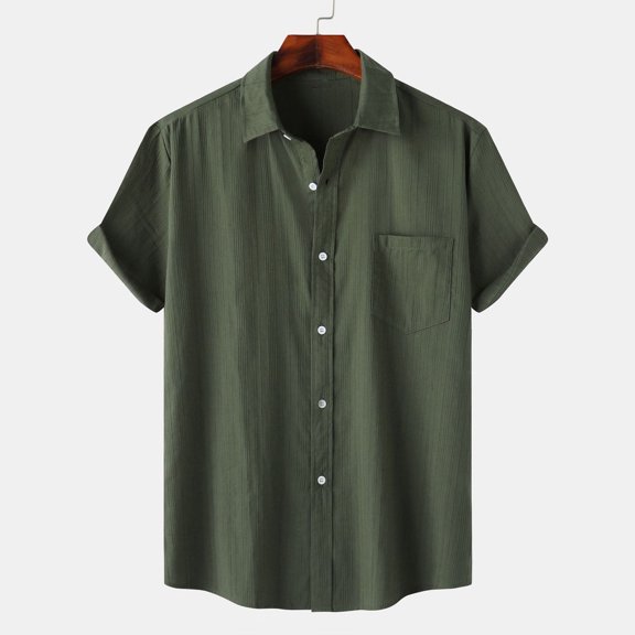 Mens Shirts with Pocket Lightweight Short Sleeve Button Up Collared Tshirts Shirt Casual Solid Loose Comfort Loungewear Tees Tops