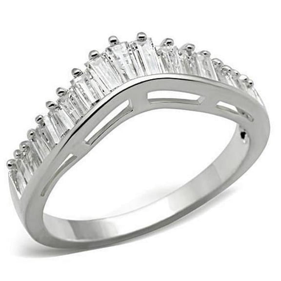 Alamode SS044-6 Silver 925 Sterling Silver Ring with AAA Grade CZ, Clear - Size 6