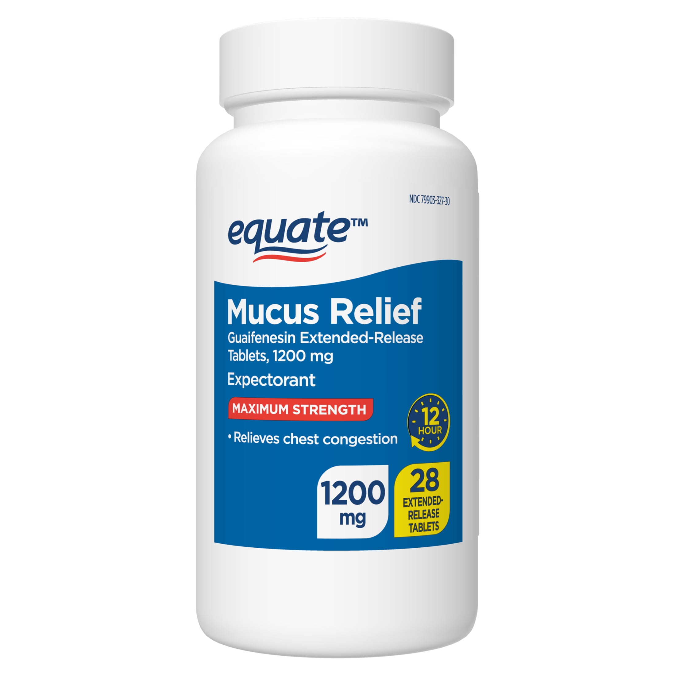 (3 pack) Equate Gluten-Free Guaifenesin Cough & Cold, Chest Decongestant Tablets for Cold with Extended-Release Bi-Layer Tablets, 1200 mg, 28 Count Mucinex®