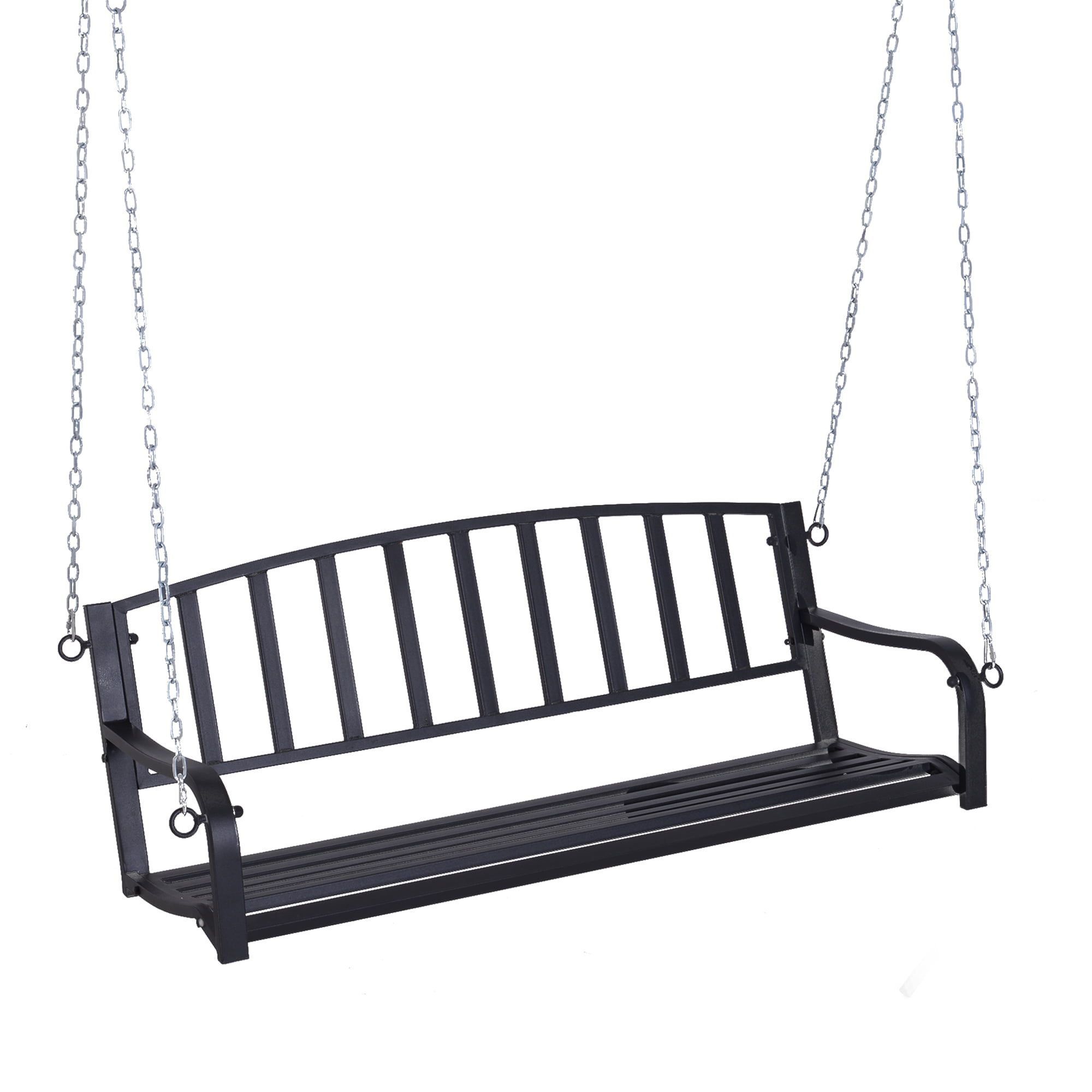 Outsunny 50 Porch Swing Hanging Bench Outdoor Glider Chair with Chain Black
