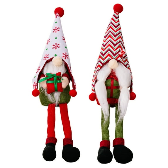 2pcs Christmas Gnome Decorations, Swedish Tomte Xmas Plush Doll Ornaments, Handmade Santa Standing Figurine Gifts, 19 Inch