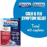 Maximum Strength Mucinex Fast-Max Day Severe Congestion & Cough & Nightshift Night Cold & Flu, Fast Release, Powerful Multi-Symptom Relief, 40 caplets (24 Day time + 16 Night time)