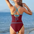 thumbnail image 5 of RYRJJ Womens Tummy Control Tankini Swimsuits Color Block Bathing Suits V Neck Two Piece Swimwear with High Waisted Shorts(Wine,XL), 5 of 7
