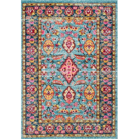 Aqua Rub - nuLOOM Floral Persian Lavenia Area Rug or Runner