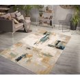 thumbnail image 1 of La Dole Rugs Abstract Rustic Minimalistic Modern Turquoise Blue Ivory Orange Mustard Yellow Area Rug Living Room Bedroom Carpet Tapis 3x5 3x10 4x6 5x8 6x9 8x10 9x12, 1 of 7