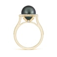 thumbnail image 2 of ANGARA Tahitian Cultured Pearl Halo Ring with Milgrain in 14K Yellow Gold for Women | June Birthstone, Birthday, Anniversary, Jewelry Gift for Women | Pearl Ring, 2 of 5