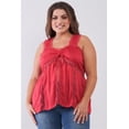 thumbnail image 4 of Plus Lace Trim Sleeveless Gathered Front With Self-tie Drawstring Top 2XL, 4 of 6