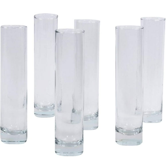Koyal Wholesale 7.5 Inch Tall Clear Glass Cylinder Bud Vase Set of 6 Bulk Bud Flower Vases Holder Wedding Centerpieces