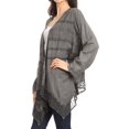 thumbnail image 3 of Sakkas Isenia Cardigan Open Front Kimono Long Sleeve Embroidered Top Blouse Lace - Grey - One Size Regular, 3 of 5
