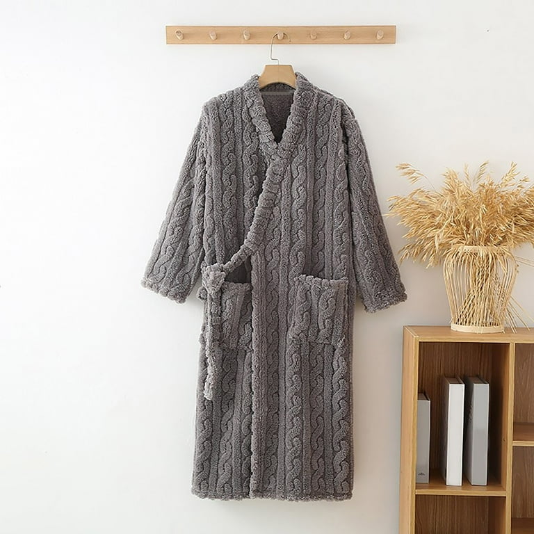Cable Knitted Sweater Pajama Bathrobe Women Shawl Collar Cardigan