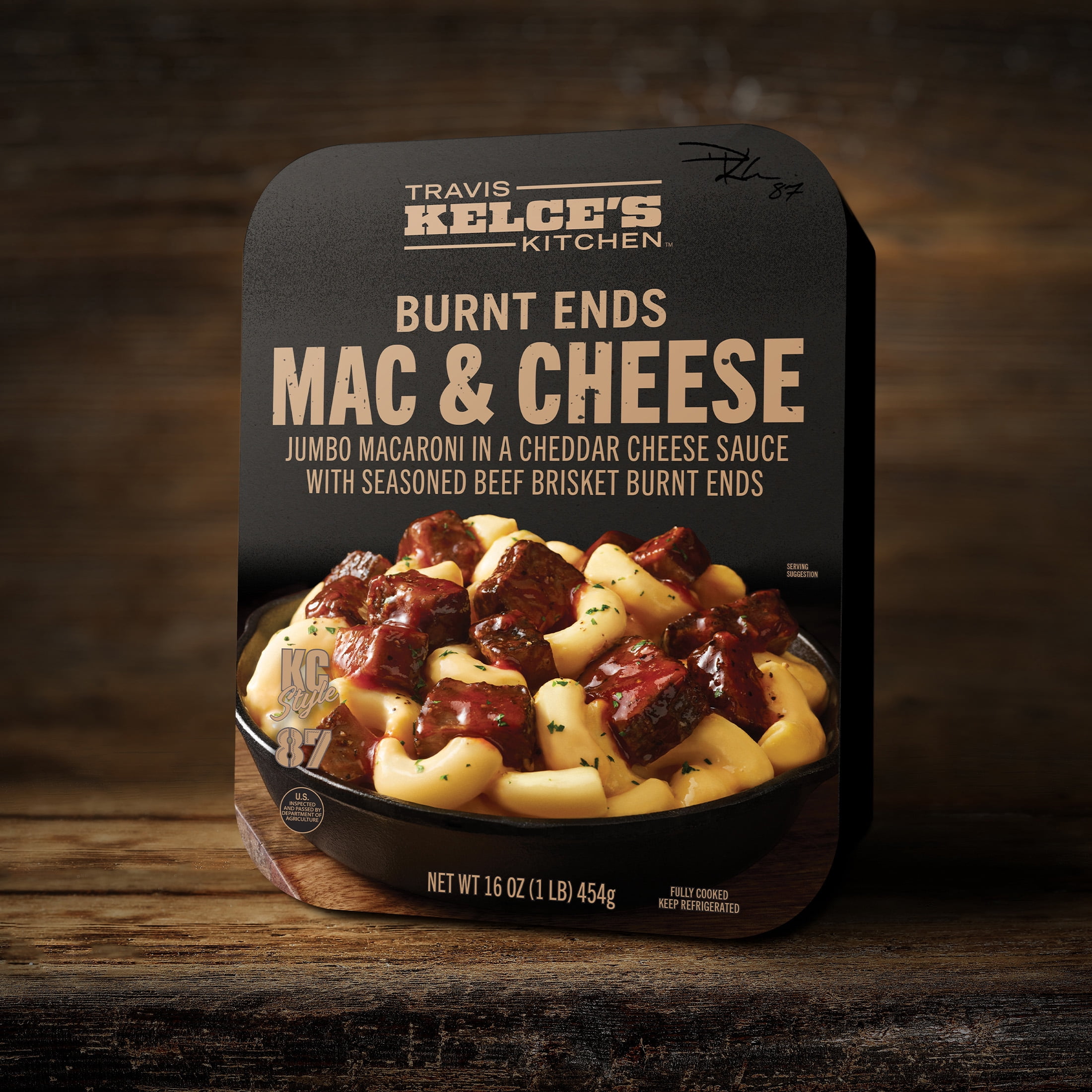 Travis Kelce's Kitchen Burnt Ends Mac & Cheese, Fully Cooked, Ready to Heat, 16 oz Tray, (Refrigerated)