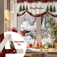thumbnail image 5 of Merry Christmas Tree Tie Up Valances Curtain, Red Plaid Xmas Garland Vintage Linen Adjustable Rod Pocket Short Window Treatment Tie Up Curtains Valances for Kitchen Living Room Bathroom 60x18 Inches, 5 of 9