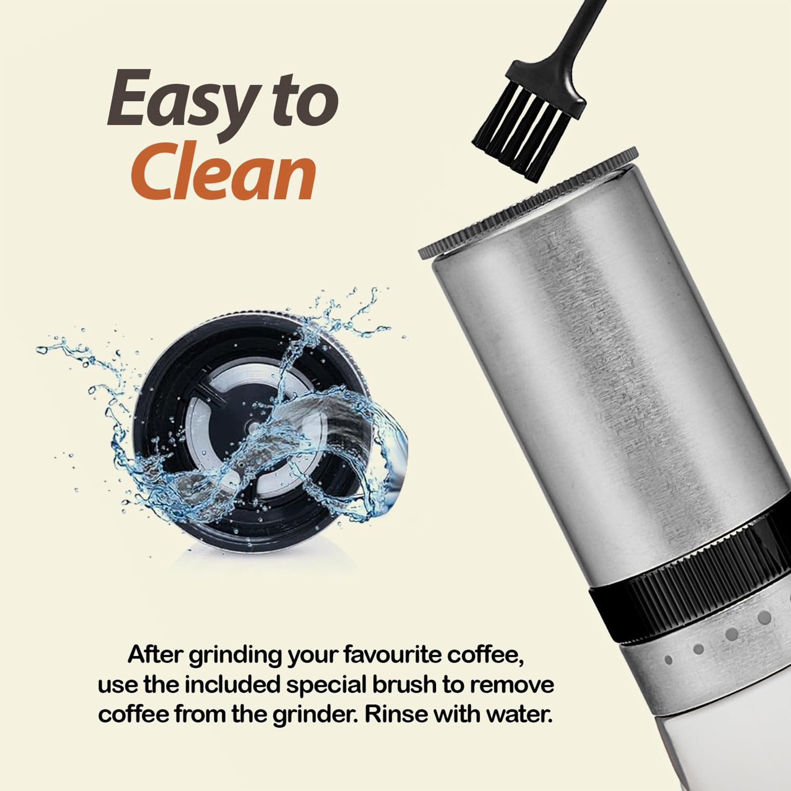 HEIHOX Manual Hand Coffee Bean Grinder - 7 Star Stainless Steel Burr, Adjustable Settings for Customized Grind, Brush, Easy to Clean, Elegant Gift