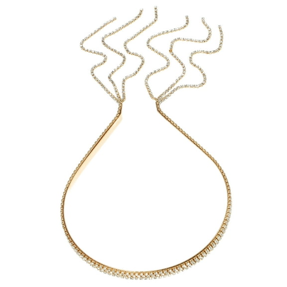 1 Pc Fashion Three Rows Rhinestone Tassel Headband for Women for Girls Gold Tone