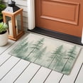 thumbnail image 4 of Green Forest Front Door Rugs 2x3 ft Watercolor Misty Green Tall Trees Linen Texture Small Rug for Entryway Non Slip Washable Bathroom Door Mat Absorbent Floor Mat for Indoor Entrance, 4 of 9