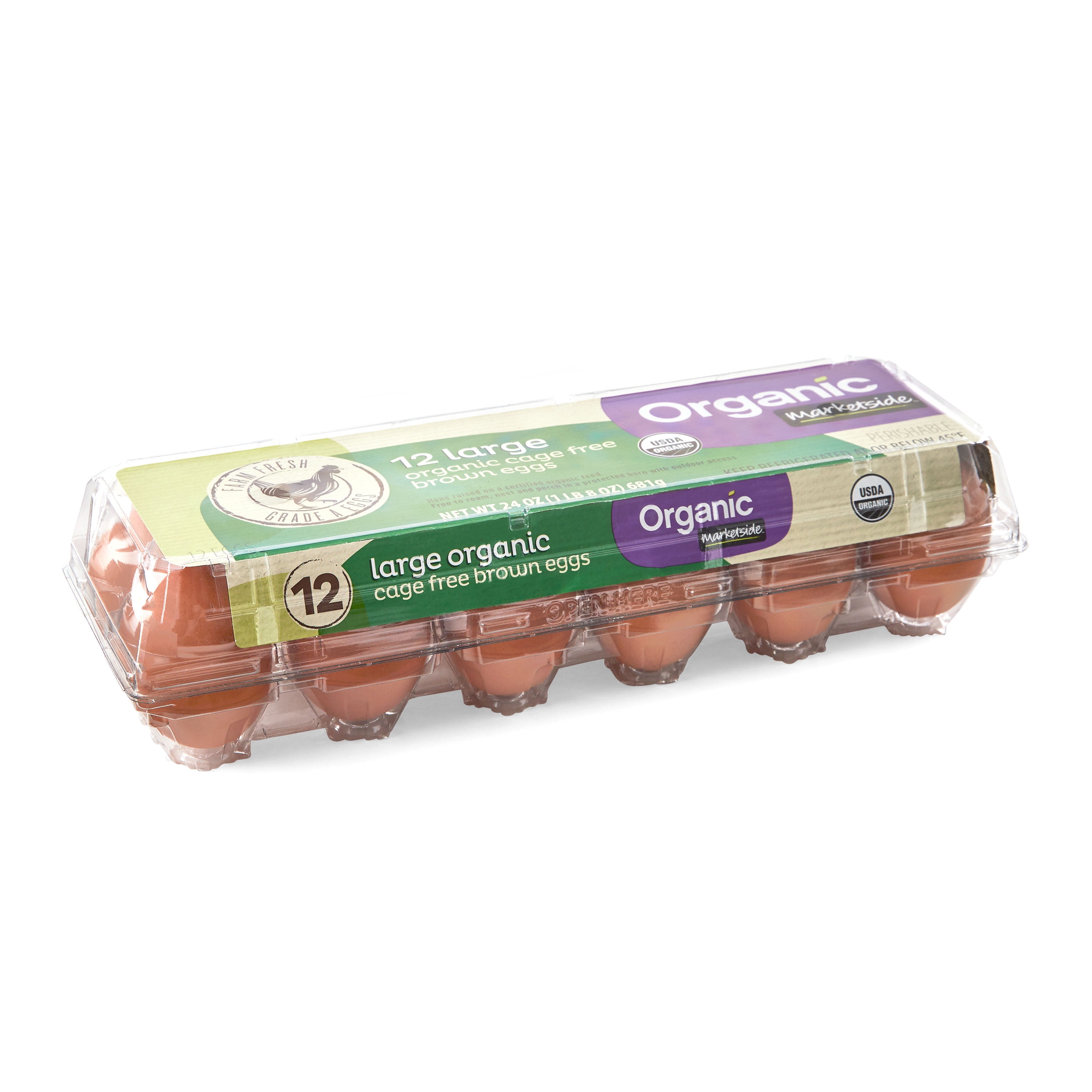 Marketside Organic Cage Free Large Brown Eggs, 12 Count