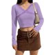 thumbnail image 1 of Camisas de encaje de manga larga para mujer, Tops cortos de retazos de bloque de Color, cuello redondo para mujer y2k, camisetas de moda de verano 2022 Fokelyi WRLF-529-2, 1 of 2