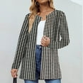 thumbnail image 4 of JIANJIA Autumn Winter Coats For Women Houndstooth Print Open Front Long Sleeve Casual Outerwear Outwear, 4 of 8