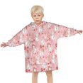 thumbnail image 3 of Pink Christmas Snowman Pattern Blanket Hoodies for Kids 6-13YR Oversize Wearable Blanket Hoodies for Boys Girls Teens, 3 of 7