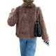 thumbnail image 3 of Abrigo de Piel Sintética para Mujer, Chaqueta de Piel con Solapa Corta, Parka de Larga con Abertura Frontal Marrón XL, 3 of 7