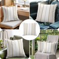 thumbnail image 4 of Throw Pillow Covers, Beige Vertical Stripes 16x16 Pillow Covers for Couch/Sofa/Bed, Geometric Farmhouse Striped Decorative Square Linen Cushion Pillowcase for Home Decor, 4 of 9