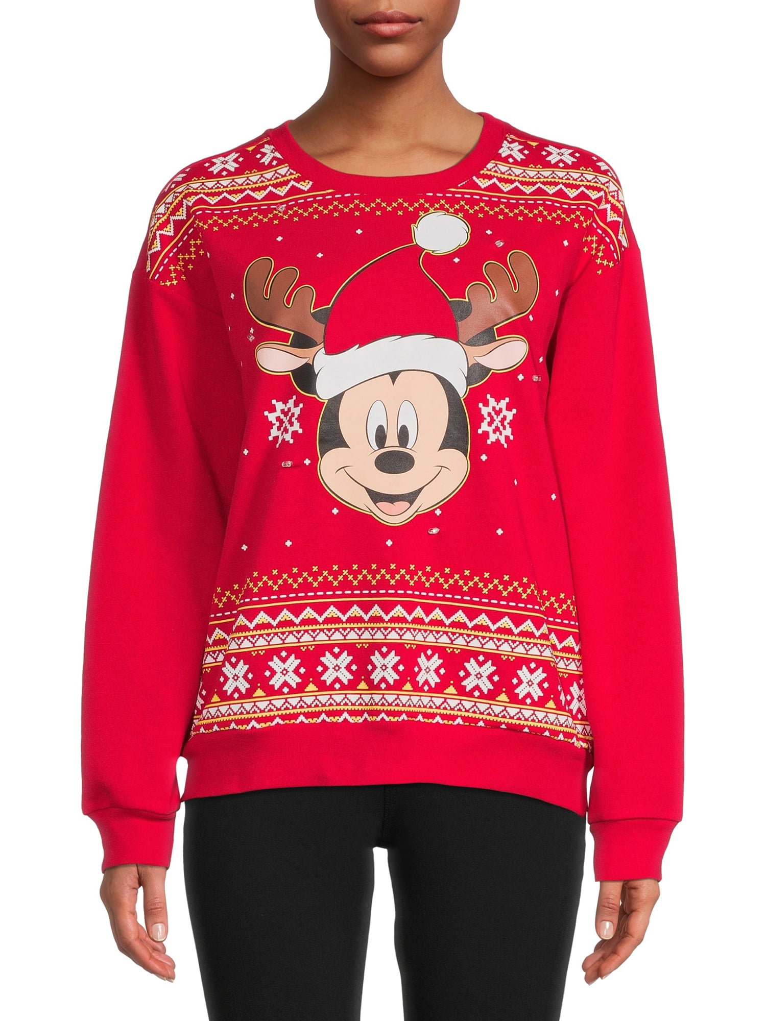 Licensed Graphics Mickey Mouse Women's Light-Up Christmas Pullover