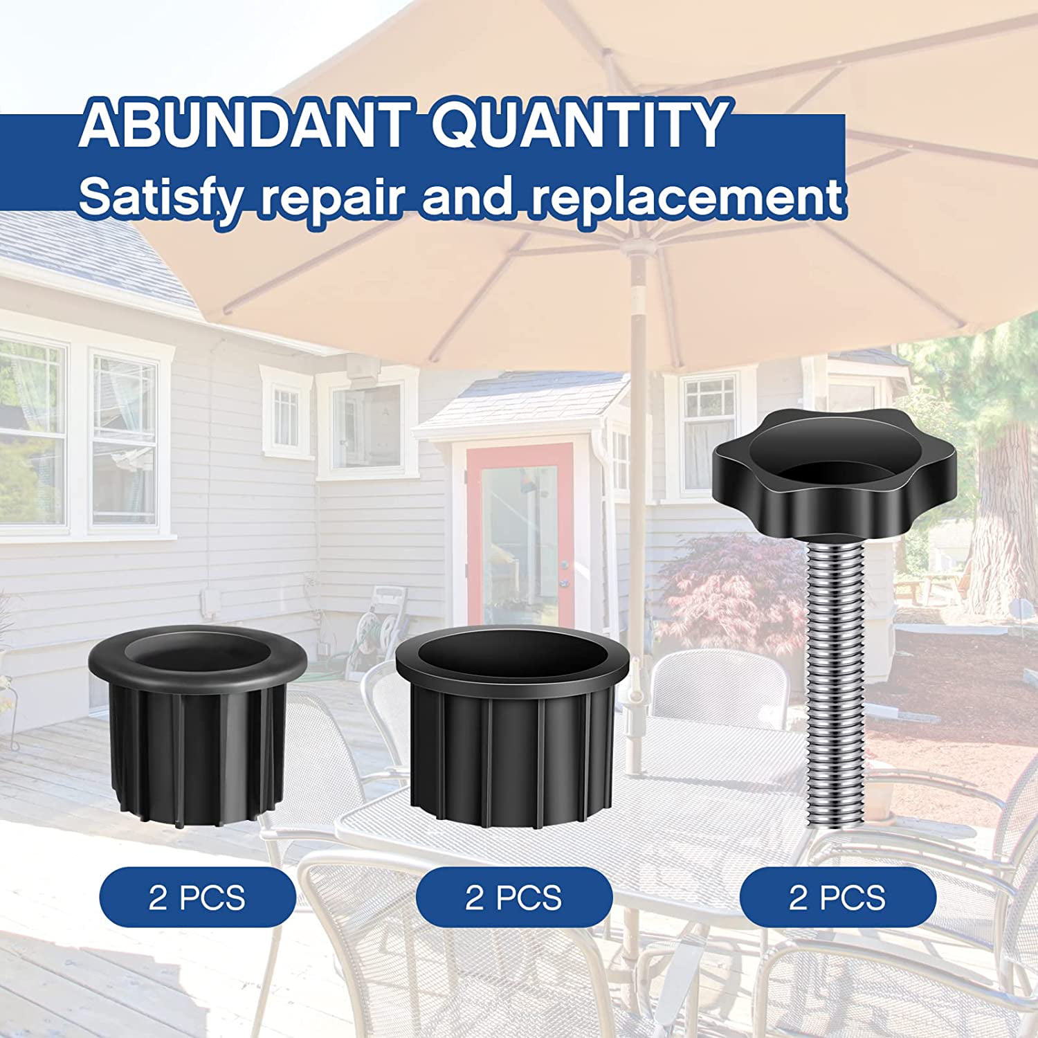 Zhengmy 6 Pieces Umbrella Base Stand Hole Ring Plug Cover and Cap Patio Umbrella Stand Replacement Parts Black Umbrella Stand Base Screw Umbrella Pole Cap 