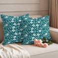thumbnail image 2 of Green White Floral Outdoor Waterproof Pillow Covers, Farmhouse Retro Botanical Leaves Decorative Square Throw Pillowcase Sofa Cushion Sham for Patio/Couch/Chair, 18"x18" 2 Pack, 2 of 8