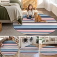 thumbnail image 6 of Round Area Rug 6ft,Watercolor Pink Blue White Stripes Washable Carpet Non-Slip Runner Accent Rugs Indoor Floor Mat for Bedroom Living Room Decor,Retro Lines, 6 of 9
