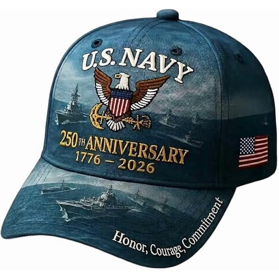 Navy 250th Anniversary Baseball Cap Navy 250th Anniversary Tribute Hat for Men Veteran Commemorative Hat