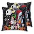 thumbnail image 2 of Juego de 2 fundas de almohada de felpa cuadradas negras de Pesadilla antes de Navidad, decoración de doble cara, cama de automóvil, dormitorio, sofá, fundas de almohada suaves, decoración del hogar,, 2 of 5